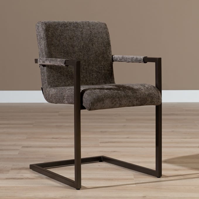 Bronx71® Velvet eetkamerstoel Lio bruin - stoel