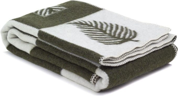 Most - Merino wollen bed deken Blad - 1 persoons - groen-wit