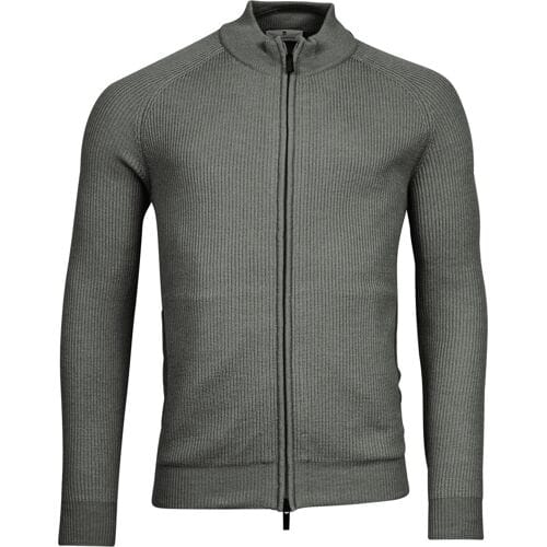 Thomas Maine Vest Ribbed Cardigan Zip Mid Grey Melange / male
