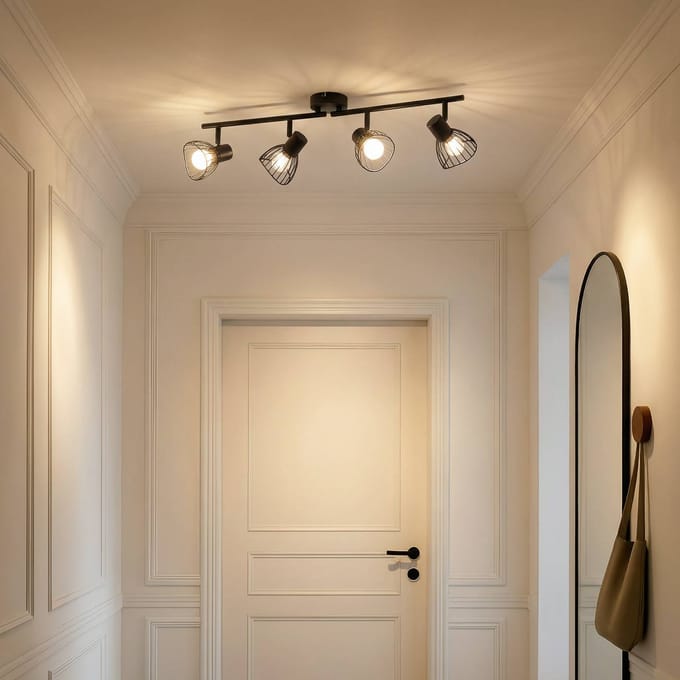 Lindby - plafondlamp - 4lichts - IJzer - H: 18 cm - E14 - zwart