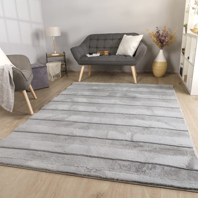 Woonkamertapijt eetkamer lange pool strepen design boho scandi look effen 80 x 150 cm Rechthoek 80 x 150 cm Rechthoek grijs
