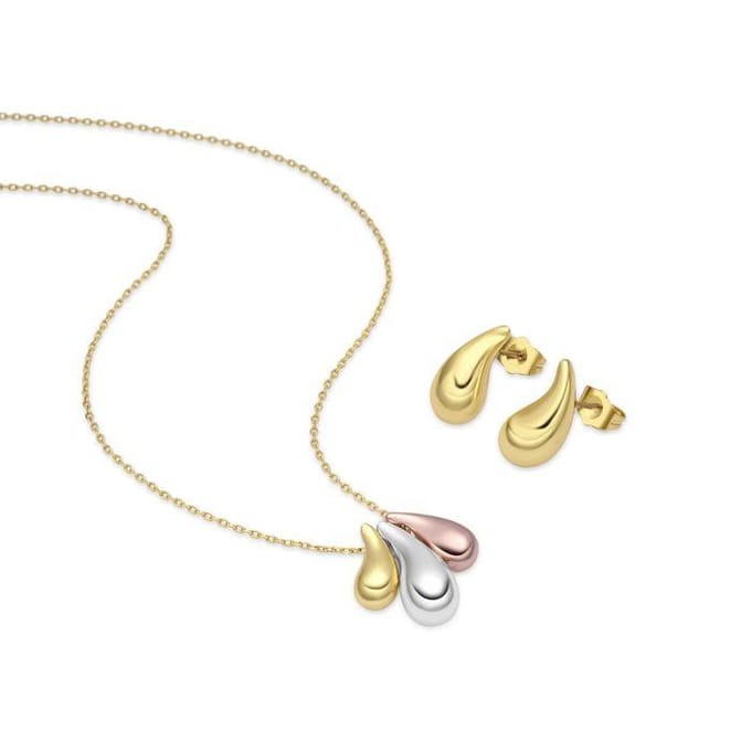 Parure - LUXENTER - Necon - Plaqué rhodium, or jaune et or rose 18K - Argent Taille unique