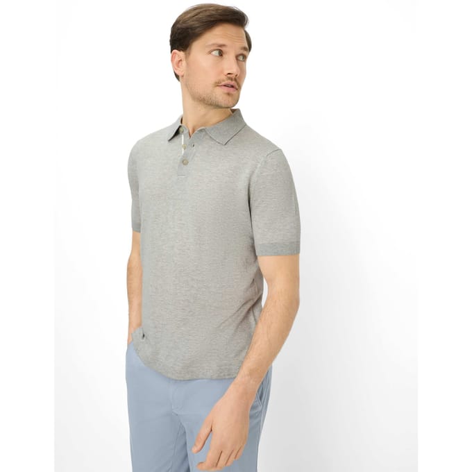 Brax Heren Poloshirt  Style PASCAL platin, lichtgrijs, maat M