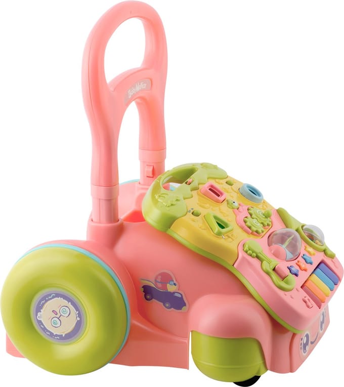 Loopwagen met muziek - roze - 2-in-1 - 40,5x36x46 cm