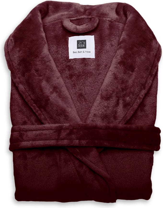 ZoHome Cara Badjas Lang - Fleece - Maat XL - Mahogany Red