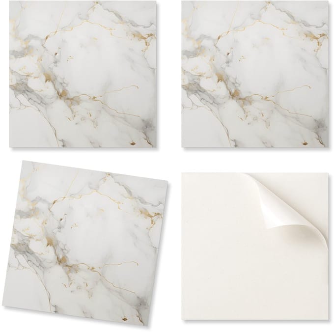 Zelfklevende vinyltegels met elegant marmerprint, 20x20x20 cm