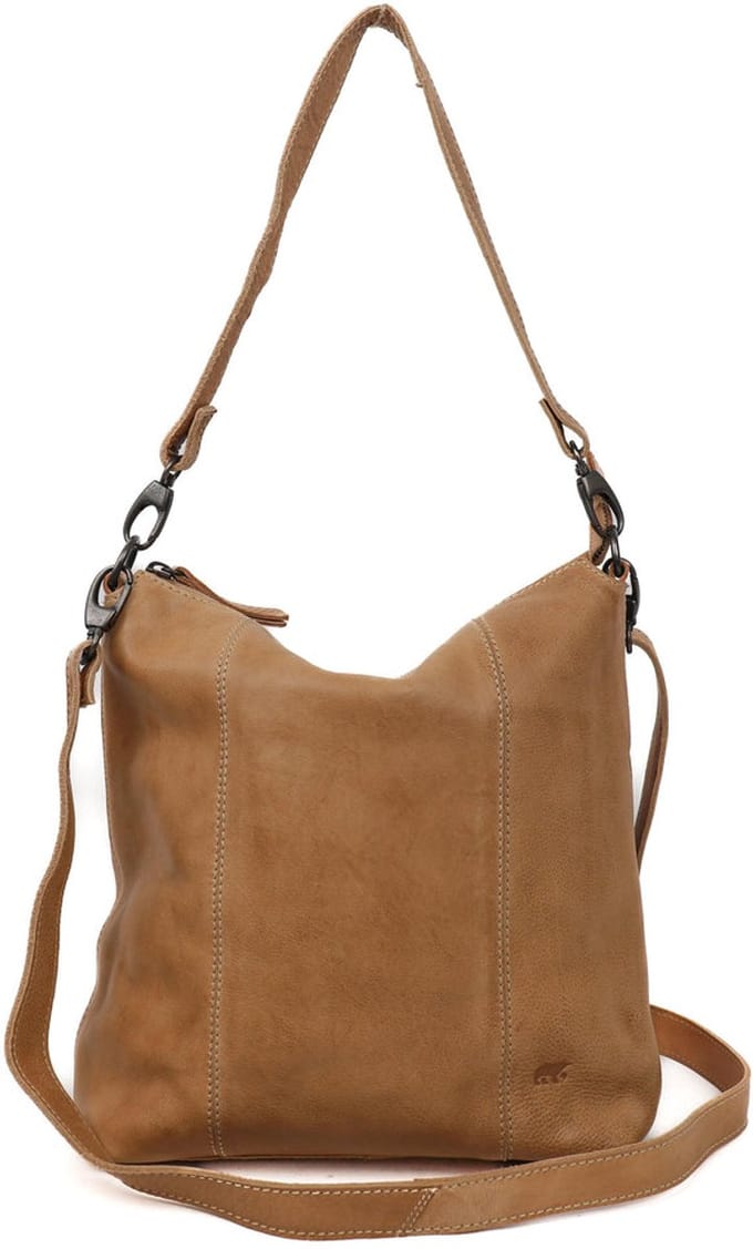 Bear Design Ava Leren Schoudertas - Dames Hobotas - Beige