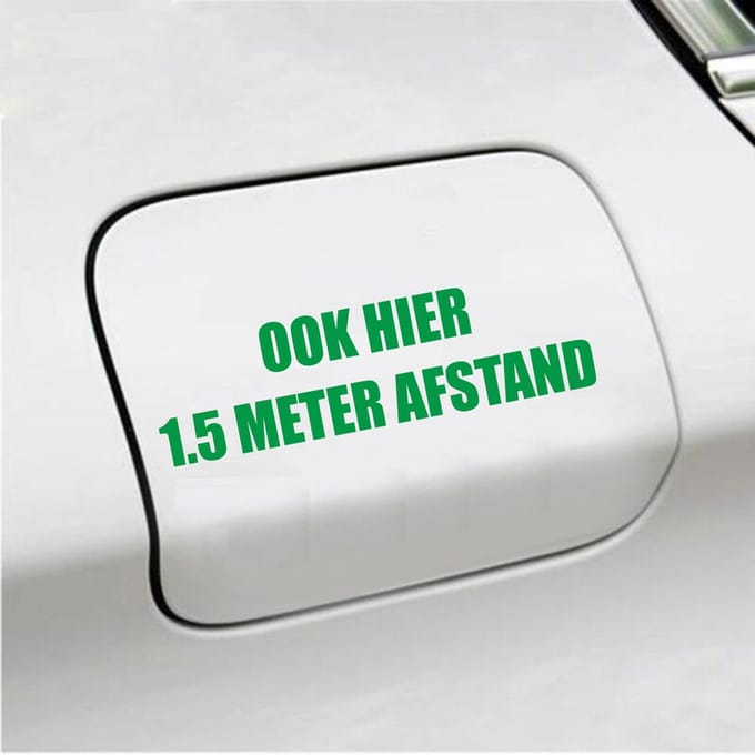 Bumpersticker - Ook Hier 1,5 Meter Afstand - 4,2 X 14,8 - Groen