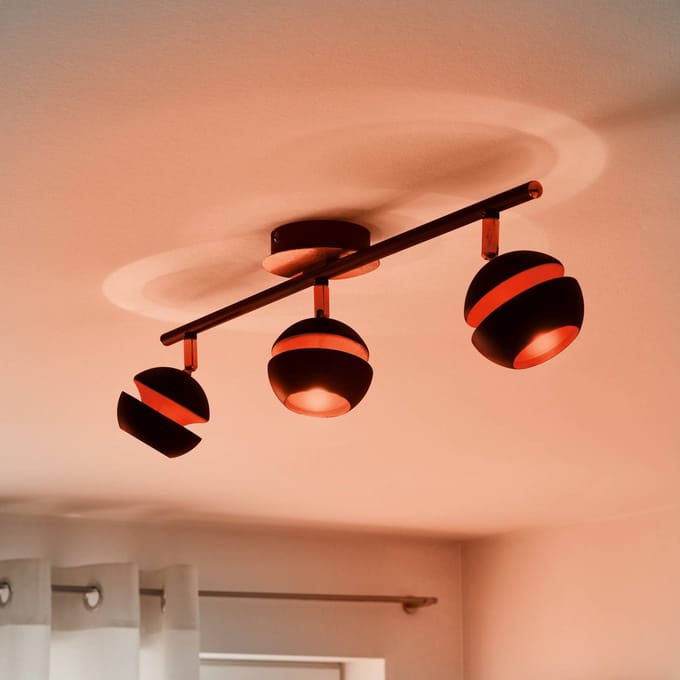 EGLO Zwart-gouden LED plafondlamp Nocito - 3 lichtbr.