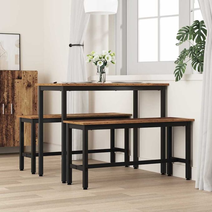 vidaXL - Eetbank - 100 - x - 32,5 - x - 48,5 - cm - 2 - st - Engineered - hout - en - staal