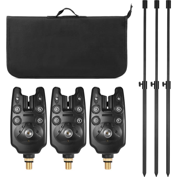 Visbeetmelders Vis Bankstick Set met Gevoerde Vistuig Tas set 1 zwart