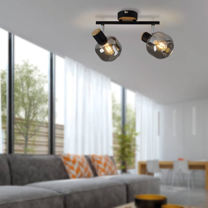 Näve Plafondlamp 1350122 met rookglas, 2-lamps