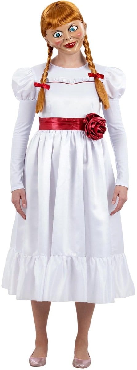 Smiffys - Annabelle Kostuum jurk - S - Wit/Rood