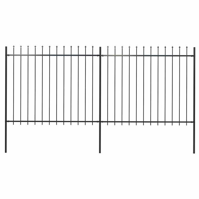 vidaXL - Tuinhek - met - speerpunt - staal - 337x150 - cm - zwart