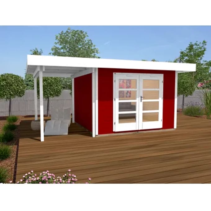 Weka Tuinhuis Met Overkapping 126 Type A Gr1 Rood 240x500cm