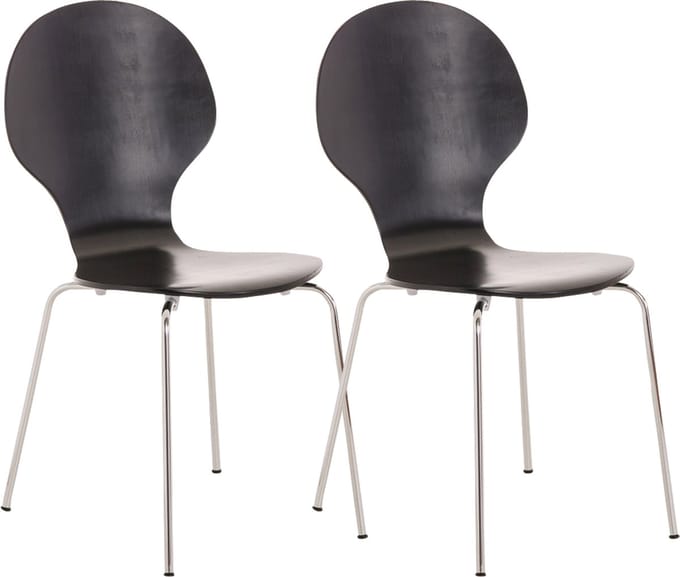 CLP Diego Set van 2 stapelstoelen Hout/zwart