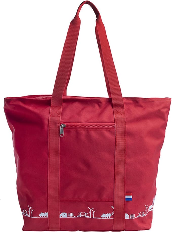 Shopper met rits Nederlandse Skyline RPET rood Ralph Boyer