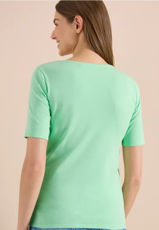 Basic Shirt met ronde hals in effen kleur
