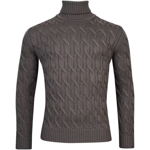 Thomas Maine Trui High Neck Allover Cable Knit Grijsgroen / male
