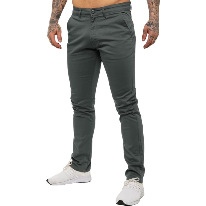 Enzo | Heren Slim Fit Stretch Chino Jeans - Grijs