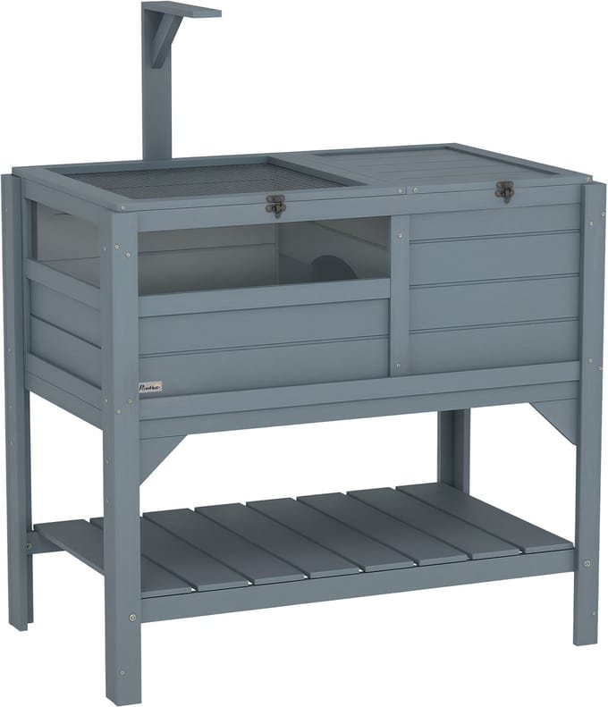 PawHut-Schildpaddenhuis-84x51x103cm-Sparrenhout-Grijs