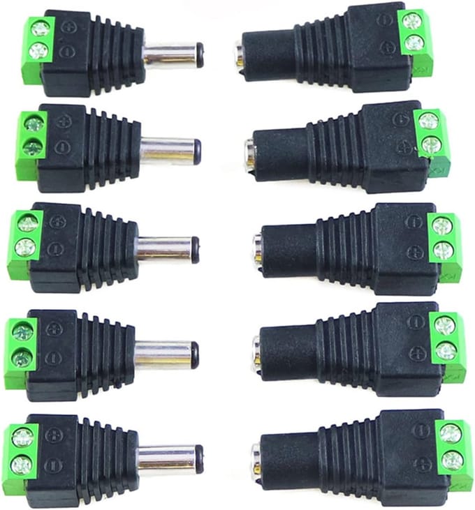 10 stuks 5,5 mm x 2,1 mm DC-stekker voor CCTV-camera en LED-strip licht adapter