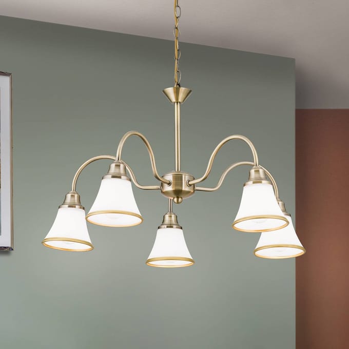 ORION TILDA - 5-lichts hanglamp, oudmessing-look