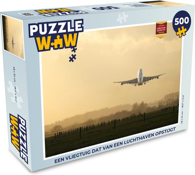 Puzzel Een vliegtuig dat van een luchthaven opstijgt - Legpuzzel - Puzzel 500 stukjes