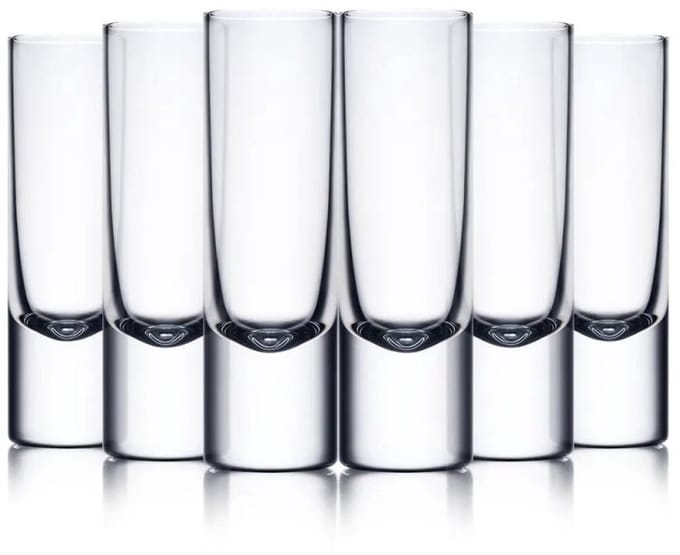Vodka & Whisky Tasting Glas V100 - 6 stuks - 40 ml – handgemaakt – Amber Glass