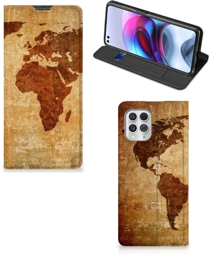 Motorola Moto G100 Book Cover Wereldkaart