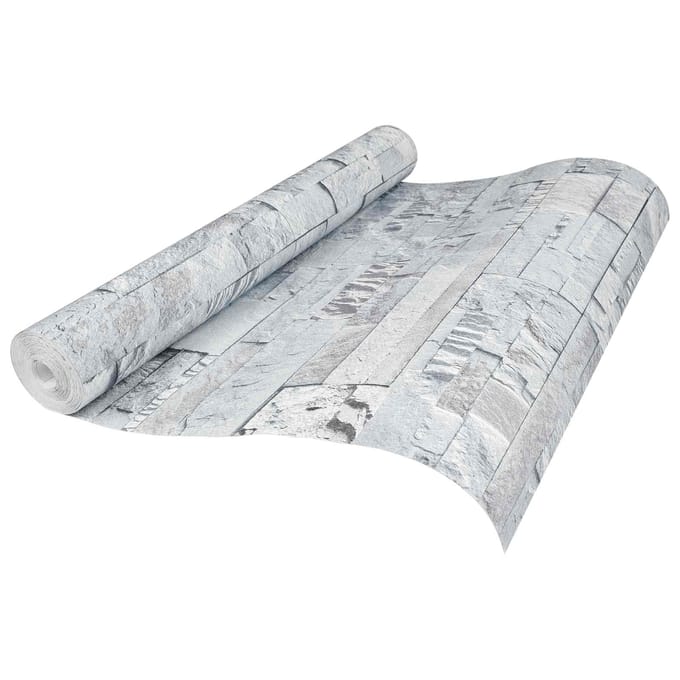 vidaXL - 3D - Steen - Behang - Lichtgrijs - 10 - x - 0,53 - m - Non-Woven - Stof