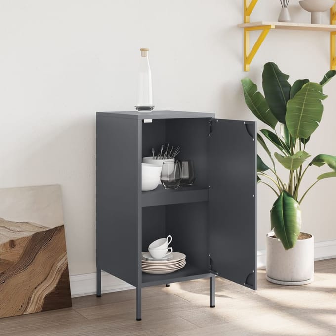 vidaXL - Dressoir - 36x39x79 - cm - staal - antracietkleurig