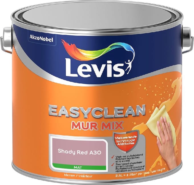 Levis - Easyclean Mur Mat Mix - Shady Red A30 - Mengverf - 2,5 L