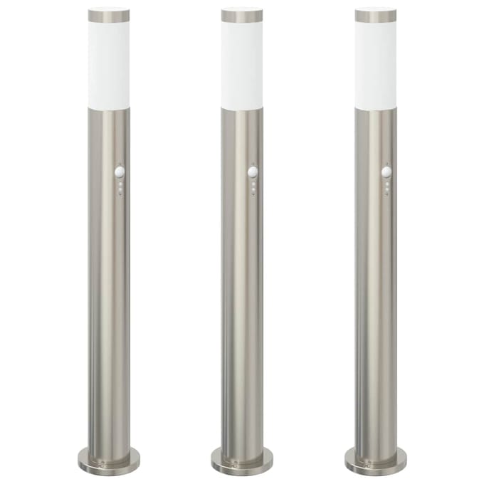 vidaXL Bolderverlichting met sensor 3 stuks 80 cm RVS IP44