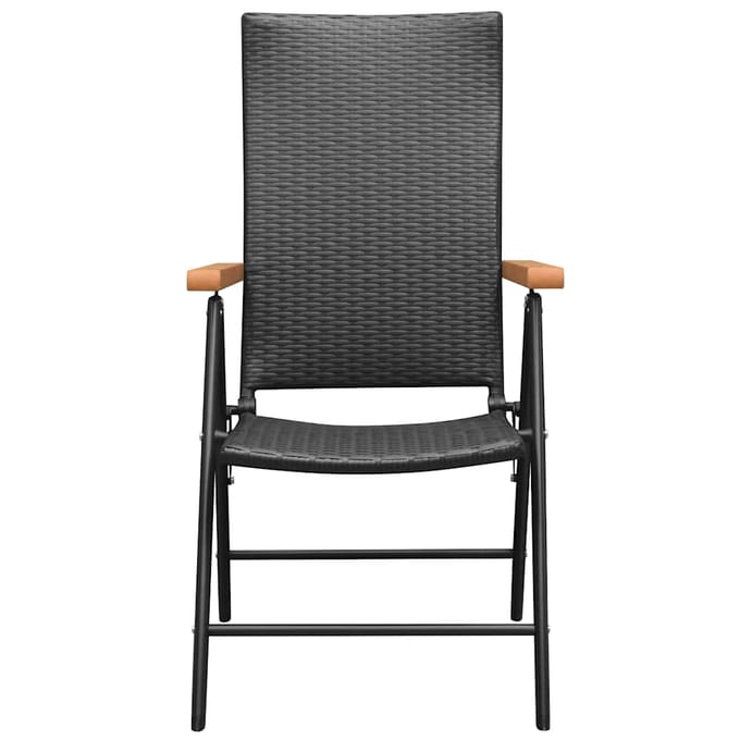 vidaXL - Stapelbare - klapstoelen - (2 - stuks) - van - zwart - polyrotan
