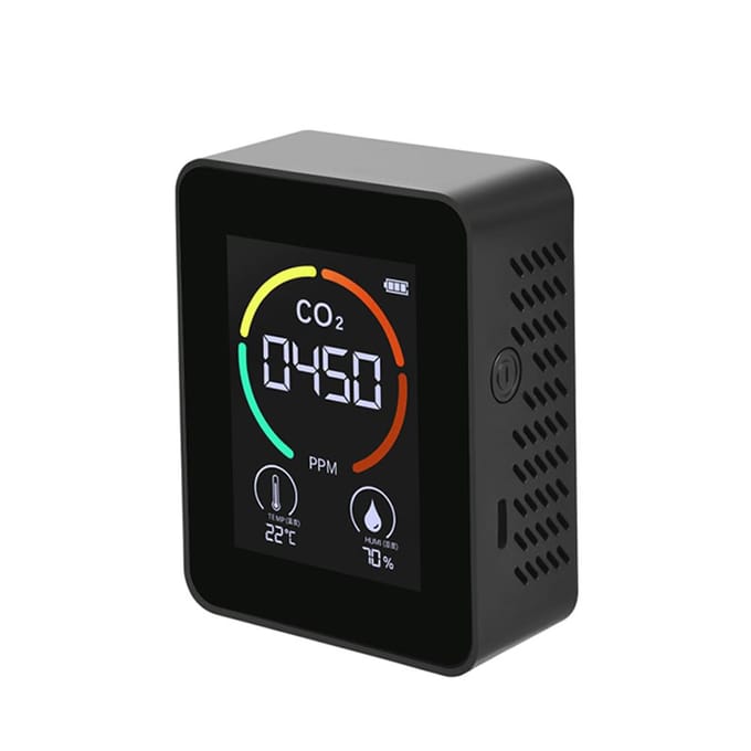 Détecteur de CO2 Portable d'intérieur, thermohygromètre multifonctionnel, détecteur d'air numérique domestique Intelligent noir