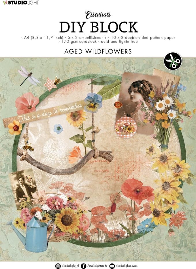 Studio Light Essentials DIY Block Aged Wildflowers