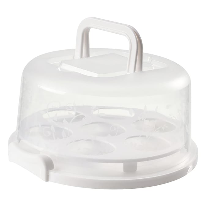Draagbare Cheesecake Container 7 Slot PP Ronde Cake Draaghouder met Transparante Deksel white