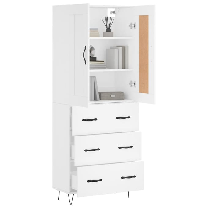 vidaXL - Hoge - kast - 69,5x34x180 - cm - bewerkt - hout - wit