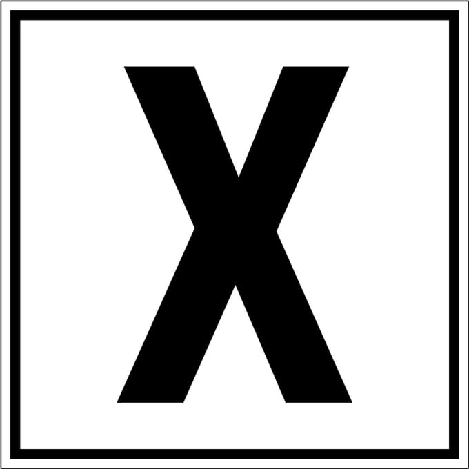 Letter bord A-Z, per stuk Letter X 150 x 150 mm