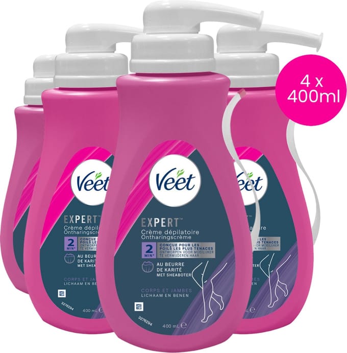 Veet - Expert - Ontharingscreme 400ML - 4 Stuks - Voordeelverpakking