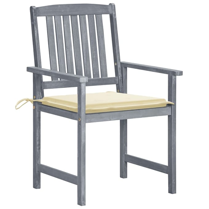 vidaXL - Tuinstoelen - 6 - st - met - kussens - massief - acaciahout - grijs
