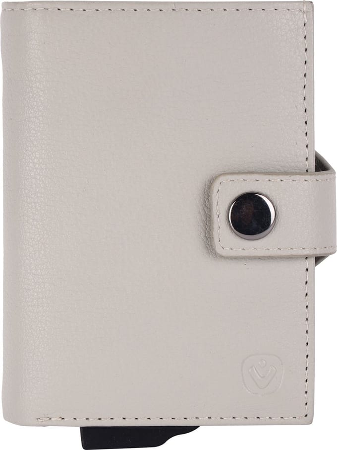 Valenta - Echt Leren Portemonnee - Pasjeshouder Uitschuifbaar - Off White Creme - max 12 pasjes, briefgeld en muntgeld - RFID NFC - incl. Luxe Cadeaubox