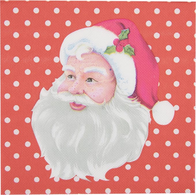Clayre & Eef Servetten Papier Set van 20 33x33 cm Rood Papier Kerstman