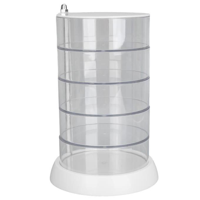 5-laags Roterende Haaraccessoires Organizer met Stofdicht Deksel Badkamer Container Roteerbaar white