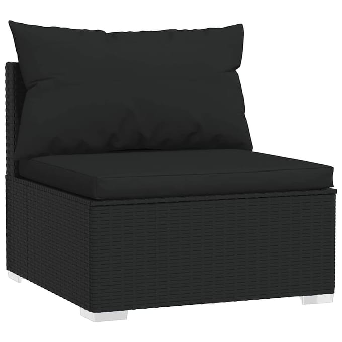 vidaXL - 4-delige - Loungeset - met - kussens - poly - rattan - zwart