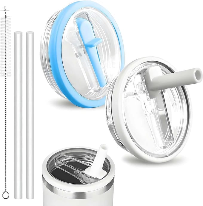 Solidchoice - 2 Stuks Levensbestendige Lids voor Stanley Cups met Rietjes