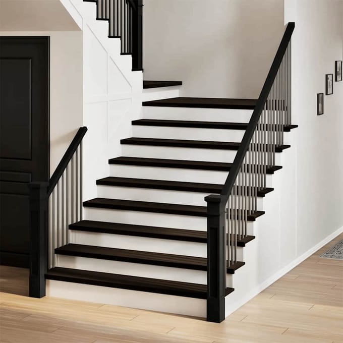 vidaXL - Traptreden - 2 - st - 110x30x2 - cm - massief - eikenhout - bruin-zwart