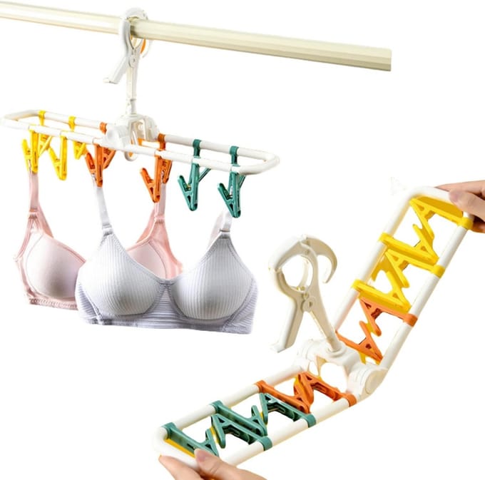 Set van 2 Opvouwbare Kledingdrogers met 24 Clips – Draaibaar & Winddicht