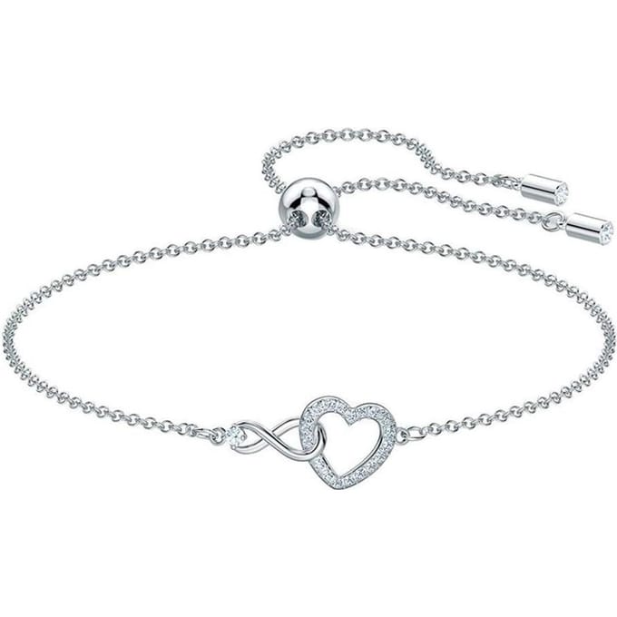 Swarovski Infinity Exquisite Niche Hart Design Verguld Armband Damesarmband 5604200 Box (Random Color),M,Silver white
